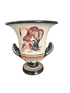 Jarrón de cerámica griego Crater Warriors hecho a mano en Grecia - Imagen 1 de 6