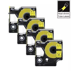 4PK Compatible DYMO Rhino 4200 Heat Shrink Tube 18056 Label Maker 12mm for Wire - Picture 1 of 9