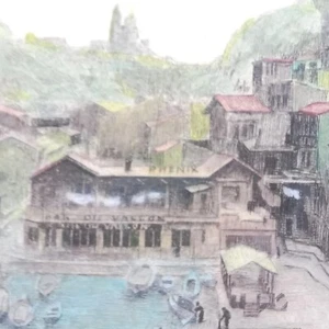 Marseille le Vieux Port Gravure Originale Colorée main Signée Darcy début XXe - Picture 1 of 7