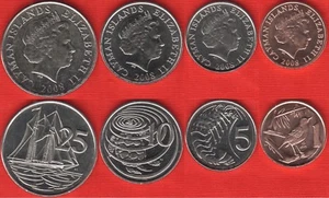 Cayman Islands set of 4 coins: 1 - 25 cents 2008 UNC - Picture 1 of 1
