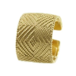 Anello fascia Fede Sarda in argento dorato a pallini stile tappeto sardo - Foto 1 di 4