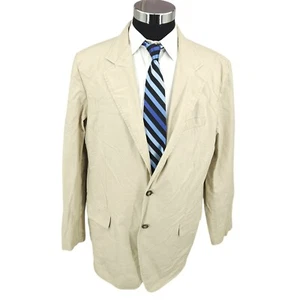 L.L. Bean Blazer Mens 44 Tall Beige Sports Coat Jacket 2 Buttons Cotton Light - Picture 1 of 14