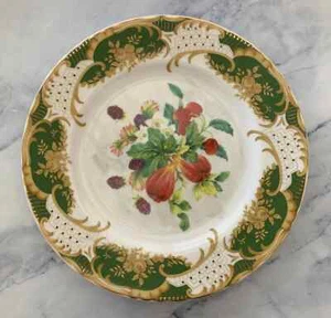 Set of 4 Decorative Fruit Plates Gold Rim Andrea by Sadek Antique Fruit Plates - Picture 1 of 5