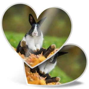 2 x Herz Aufkleber 15 cm - schwarz-weiß Hase Tiere Haustiere süß #8704 - Bild 1 von 8
