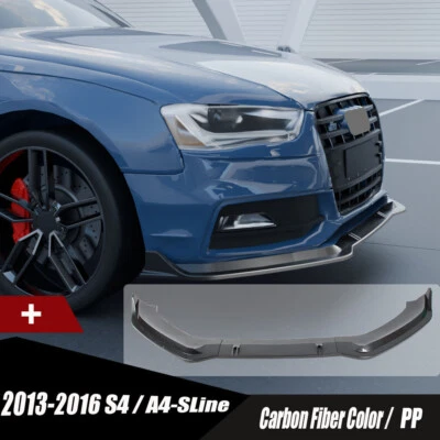 Fit AUDI S4 B8.5 A4-S-Line 13-16 Front Lip Splitter Spoiler Carbon Fiber Color - Image 1 of 4