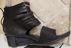 Trippen platform wedge lace up sandal black leather shoes size 39 us 8.5 - Picture 1 of 6