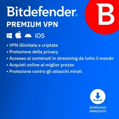 Bitdefender  Premium VPN illimitata  10 dispositivi 2025 EU - Immagine 1 di 4