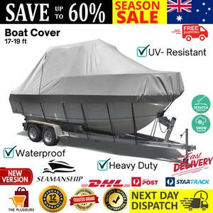 17FT 18FT 19FT BOAT COVER Trailerable Waterproof Heavy Duty Long Wide Polyester - Picture 1 of 13