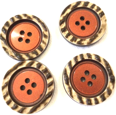 4 BURGUNDY WINE ZEBRA EDGE 4 HOLE BUTTONS 1" - Image 1 of 3