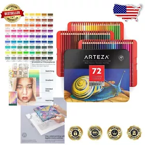 Deluxe Set of 72 Colored Pencils & Ocean Coloring Book - Tin Storage Included - Picture 1 of 11