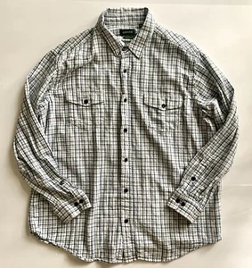 Orvis Cotton Plaid Button Down Shirt XL White Black Textured Lightweight Casual - Picture 1 of 5