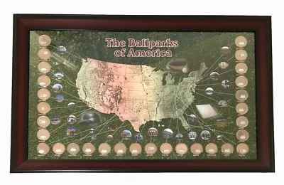 Jogo de estádio da liga principal de beisebol usado mapa da sujeira *** Pastime Edition #D /50** certificado de autenticidade de colagem emoldurado - Imagem 1 de 4