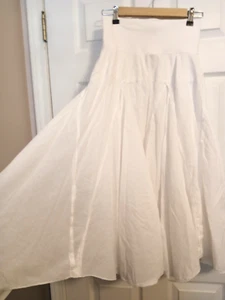 VTG skirt peasant long white 100% cotton fine w inserts WIDE FULL lined S USA - Picture 1 of 10