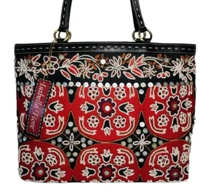ISABELLA FIORE ON THE DOT CENTER ZIP MOP BUTTONS,BEADED,FLORAL HANDBAG NWT $385 - Picture 1 of 19