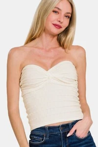 Zenana gerafftes Top mit gedrehtem Herzausschnitt für Damen - Bild 1 von 4
