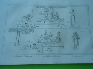 Gravure 1845 - Inde Brahma et Saraswati - Picture 1 of 1