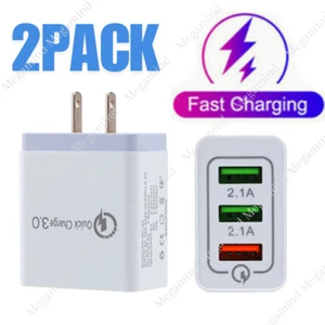 2Pack Fast USB Hub Wall Charger Adapter Plug Quick Charge 3.0 For iPhone Samsung - Picture 1 of 8
