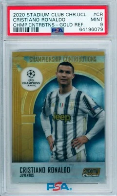 2020-21 Cristiano Ronaldo Topps Stadium Club Chrome Gold Refractor 18/50 PSA 9 - Image 1 of 3