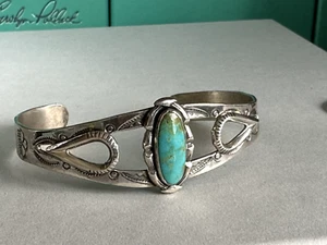 VINTAGE FRED HARVEY ERA BELL TRADING STERLING TÜRKIS MANSCHETTE ARMBAND KLEIN - Bild 1 von 6