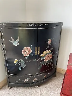 Authentic Vintage Chinese Corner Cabinet Tree Peonies And Birds Art Deco Unique • 180£