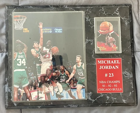 Michael Jordan Plaque featuring 8x10 photo and 1993 Spot Light  91 -92-93 Champs Cover