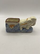 Vintage Novelty Ceramic Elephant With Cart Planter-Made in Japan 1960s Small