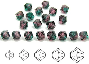 Czech Bicone Crystal Beads Thistle 2tone purple green Rondelle Diamond - Picture 1 of 5