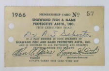 Vintage 1966 Shawano Co Fish & Game Wisconsin Conservation Club Membership Card