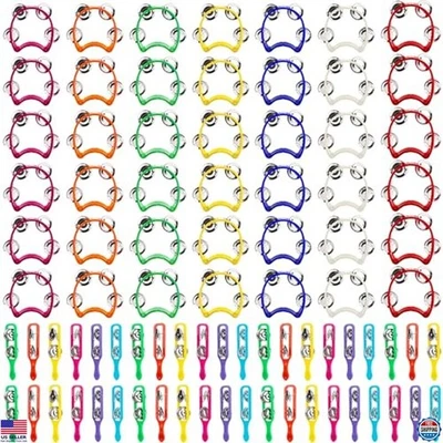 Juego de 84 instrumentos musicales para niños: 42 campanas de pandereta y 42 platillos coloridos Foto 1 de 4