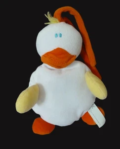 SD. Doudou Hochet HEMA OISEAU CANARD POUSSIN blanc orange jaune grelot 20cm TTBE - Picture 1 of 4