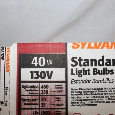 12 Sylvania 40w 130v Standard Light Bulbs A19 - Image 1 of 4