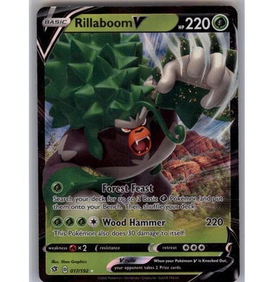 Rillaboom V Holo Ultra Rare SWSH02: Rebel Clash 017/192 NM - Image 1 of 2