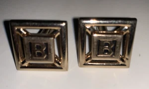 B Monogram Initial Letter Vintage SWANK Cuff Links - Picture 1 of 2