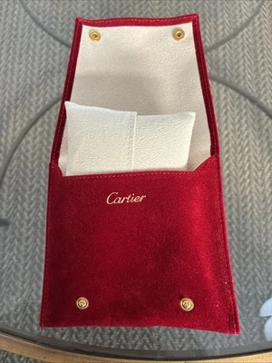 Bolsa de reloj de viaje Cartier genuina, roja con cierre de botón a presión, hecha en España Foto 1 de 2