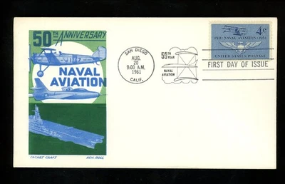 US FDC #1185 Cachet Craft / Boll M-5 1961 CA Naval Navy Military Aviation HC - Image 1 of 2