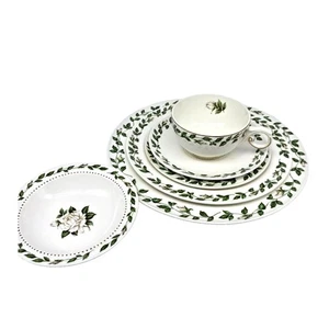 Vtg Superior Hall Quality Dinnerware Cameo Rose 6 piece Place setting EUC - Picture 1 of 8
