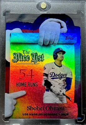 Shohei Ohtani RARO REFRACTOR TROQUELADO LÁMINA DE NAVIDAD TARJETA DE INVERSIÓN ESQUIVADORES COMO NUEVO Foto 1 de 4