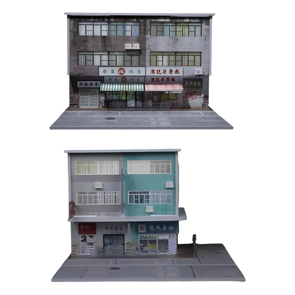 Edificio diorama in scala 1/64 con scena di strada di Hong Kong illuminata - Immagine 1 di 1