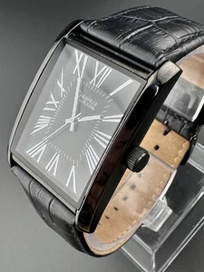 Working Caravelle by Bulova Men's Tank Silver Black Dial Mens Watch C935197 B3 - Picture 1 of 10