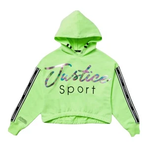 Justice Girls Hoodie Sweatshirt Green 12/14 Pullover Long Sleeve J Sport Logo - Picture 1 of 13