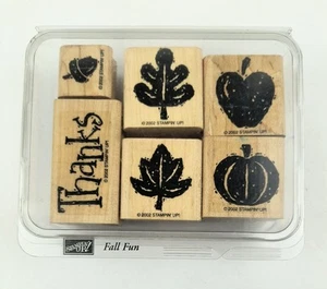 Vtg 2002 Thanksgiving Halloween Stampin' Up! Fall Fun Rubber Stamps Pumpkin 6 Pc - Picture 1 of 2