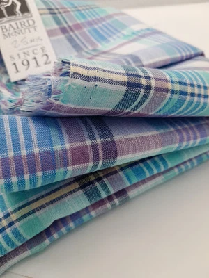 100% Irish Linen Fabric Tartan Pale Blue Purple Colours Check 2.6m FY01 - Image 1 of 4