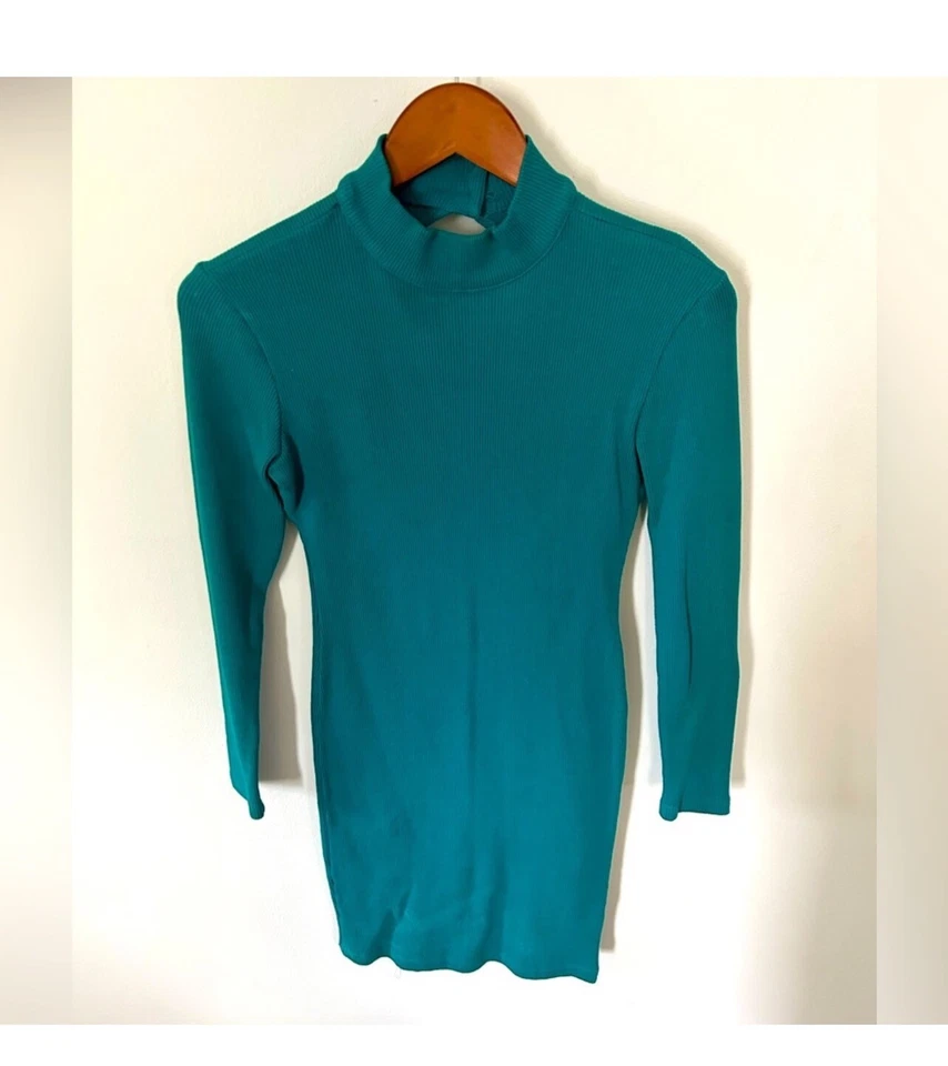 Винтажный Aqua синий/бирюзовый открытый назад платье, размер-M - Изображение 1 из 4