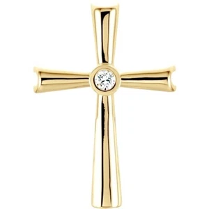 Kreuz Diamant Anhänger Zargenfassung 14K Gelb- oder Weißgold 0,04 ctw Unikat - Bild 1 von 4