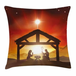 Religious Throw Pillow Case Baby Messiah Nativity Square Cushion Cover 18 Inches - Picture 1 of 1