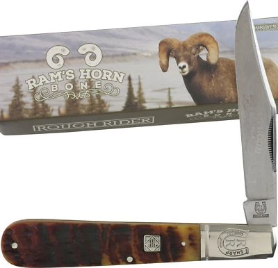 Navaja de bolsillo Rough Rider Rams Horn Big Daddy Barlow RR1595 hoja plegable Foto 1 de 2