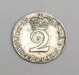 1739 two pence silver 2d S3714A George II nice very fine+ VF25 - Picture 1 of 2