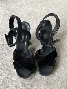 The Kooples Vintage Style Velvet Suede Ankle Strap Platform Sandals Size 40 - Picture 1 of 11