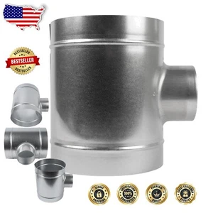 Compact 8" to 4" Galvanized Steel Ducting Splitter for Efficient Ventilation - Picture 1 of 9