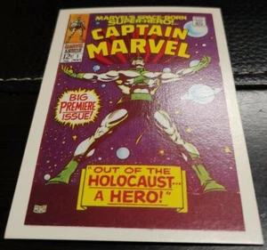 Tarjeta coleccionable Marvel Superheroes 1984 primera edición cubierta #10 • Capitán Marvel #1 - Imagen 1 de 2